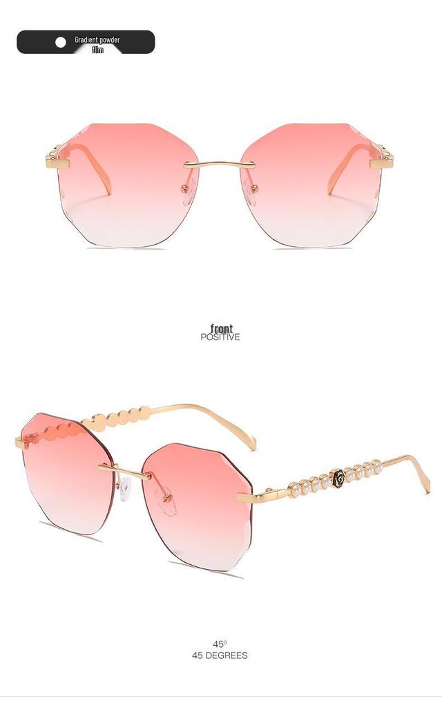 Frameless Pearl Sunglasses for Women - Elegant Y2K Style with Metal Sun Protection