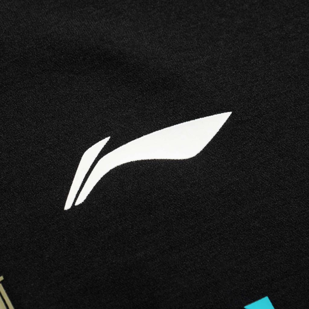 Li Ning Badminton Serie Cartoon Anime Rundhals Bequem Vielseitig Atmungsaktiv Kurzarm Badmintonshirt Unisex Oberteile Schwarz AHSUA47-1