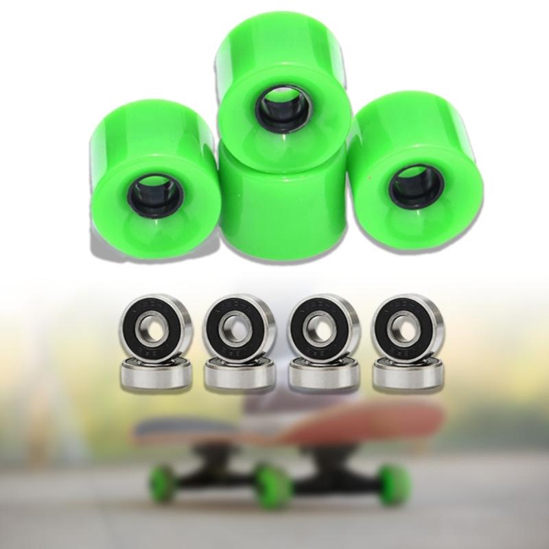 4 Pack Longboards Skateboard Wheels Cruising Wheel Set with Bearings and Spacers, Longboards Wheels PU Wheel Replacement
