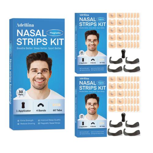

Adellina 60-Day Supply, 60 Packs, Nasal Dilator Tape, Magnetic Nose Clips, Nose Bands, Anti-Snoring, Sleep Aid, Prevents Mouth Breathing, Promotes Nos