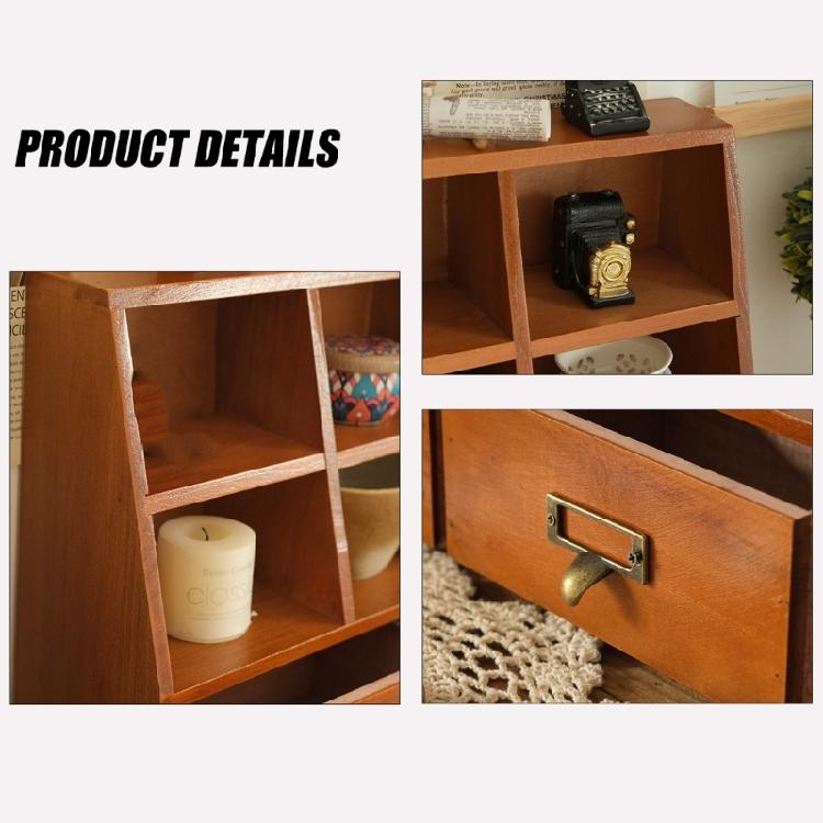 Practical Wood Desktop Organizers 6 Compartments 2 Additional Hide Drawers
