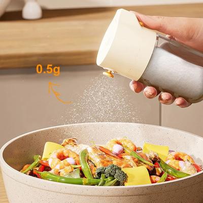 1pc Glass Quantitative Salt Control Bottle Household Kitchen Press Type Seasoning Jar Condiment Storage Box