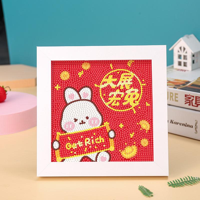 Kids Full Drill 5D Diamond Painting Kit, Cartoon Animal Handmade Diy Diamond Paste Decor Art