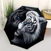 Yin Yang Tigergesicht Kunstdruck WanddekorationRegenschirm mit süßem Design, Tragbarer 3-fach kompakter Regenschirm für Damen & Herren, Valentinstag Muttertag Halle