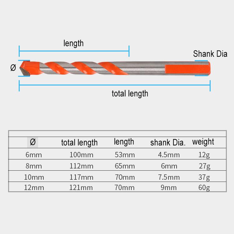 5pcs Orange Hard Alloy Overlord Diamond 4/5/6/8/10/12mm Ceramic Tile Perforated Wall Drilling Tool Drill Bit Set