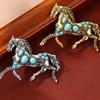 Elegant Horse Brooch Adorned with Simulated Turquoise Accent for Fashion Forward Looks on Suits and Shirts Gift