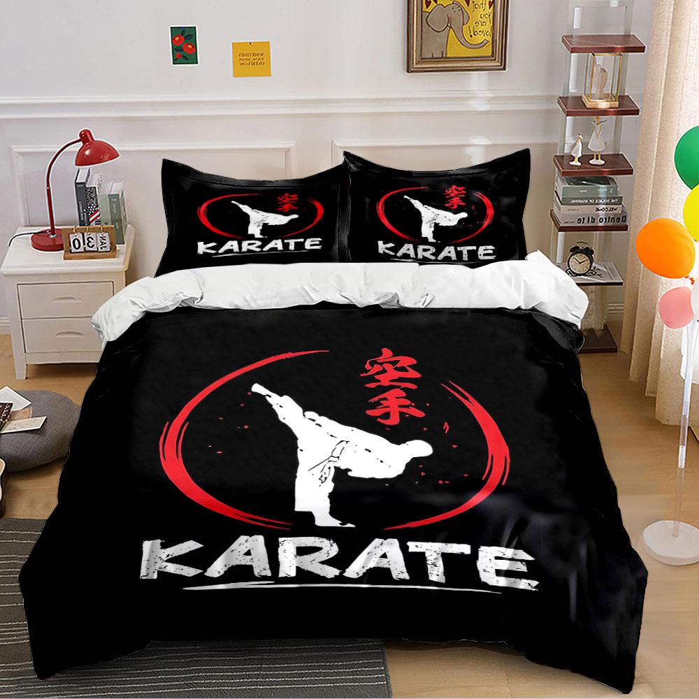 Karate Tritt Roter Kreis Design Bettwäsche Bettbezug Set (1*Bettbezug 2*Kissenbezüge, ohne Bettdecke)