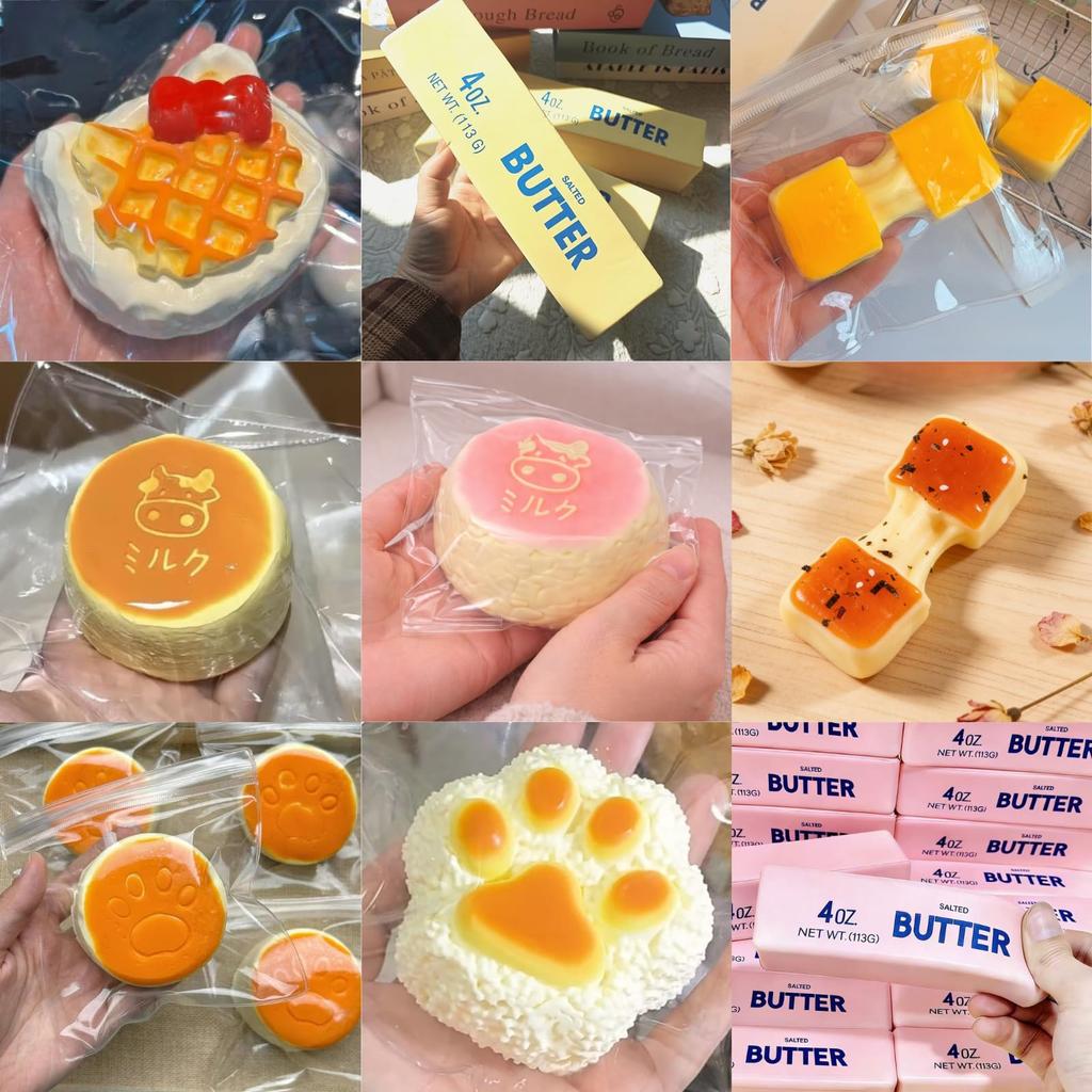 Squishy Paw Print Bread Cake Toy Soft and Stress Squeeze Footprint Time Handheld Tactile Sensory Toy - Slow-Rebound, Relief, Squeezable, Ball, Chewy,
