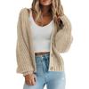 Women S Thick Knit Open Front Cardigan Long Sleeve Button Loose Short Coat