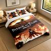 3-Piece Bed Sheet Set with Attack on Titan Design, 1 Flat Sheet and 2 Pillowcases for Bedroom