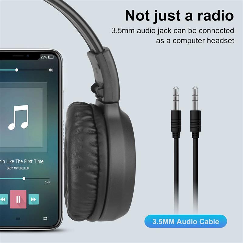 Portable Personal Fm Radio Headphones With Good Reception, Led Display, Soft Ear Muffs, For Walking, Jogging, Meeting Receiver