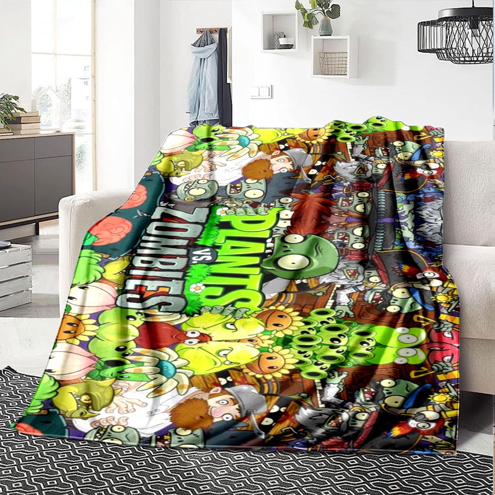 Plants Vs. Zombies Blanket Durable Comfort Great for Bedding Sofa Seaside Four Seasons Multipurpose Digital Print