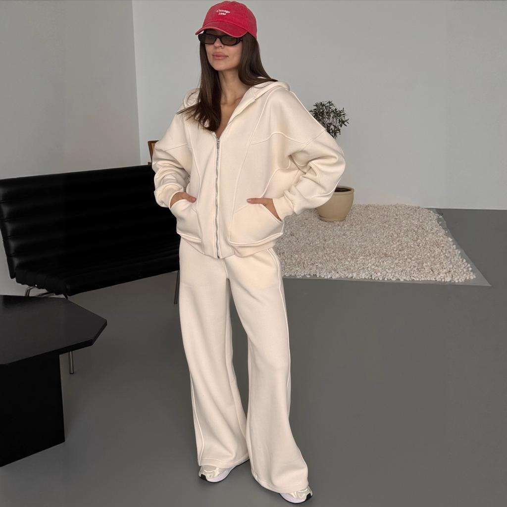 European and American Casual Suit American Autumn and Winter Cardigan Sports Women's Clothing Fashion Street Style Long-sleeved Jacket Trousers Two-