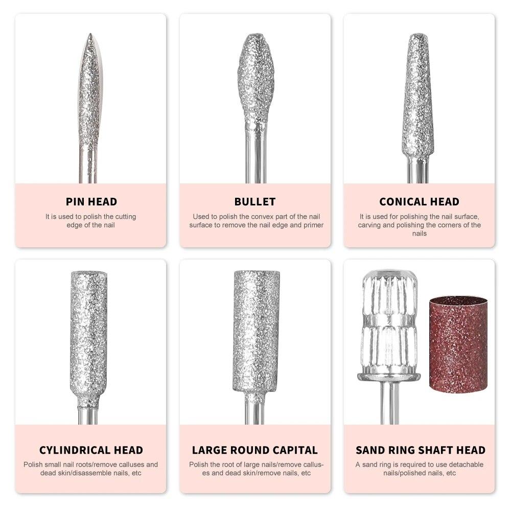 Tragbare elektrische Nagelbohrmaschine mit 35.000 U/min, wiederaufladbar, zum Entfernen von Maniküre- und Acrylnägeln, Polieren von Nagelkunst-Salon-Werkzeugen