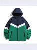 Unisex Korean-Style Color Block Baseball Jacket: Casual, Sporty, Hooded, Thin Windbreaker for Spring & Autumn with Long Sleeves.