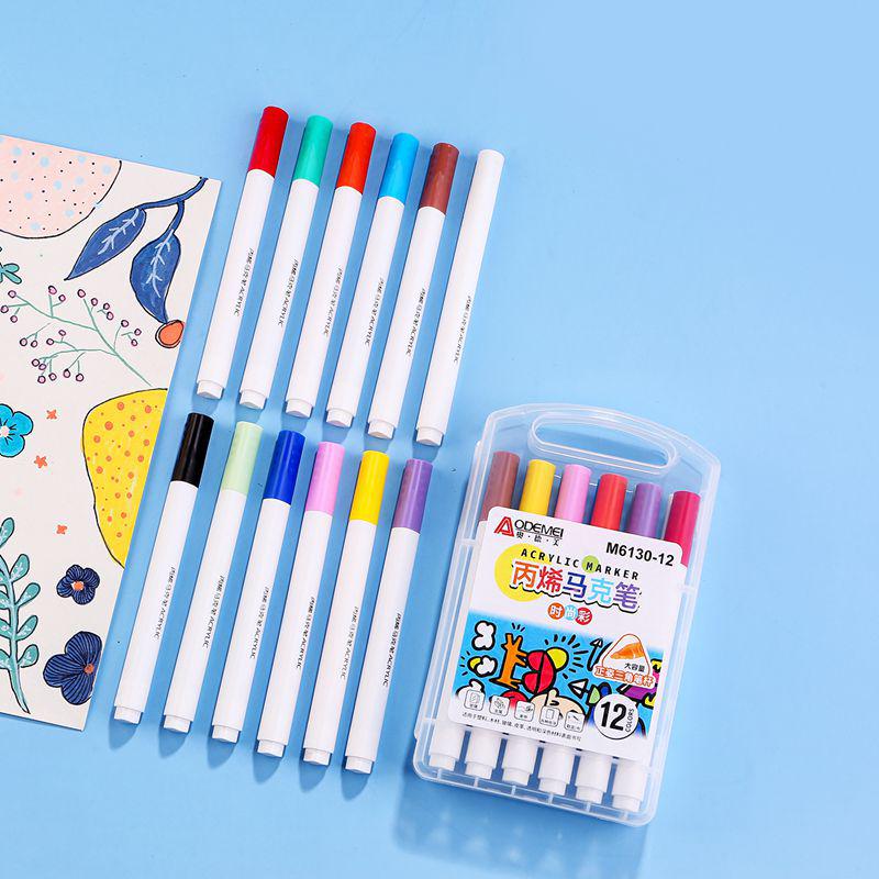 12-Color Acrylic Marker Set for Students' Art & DIY Projects