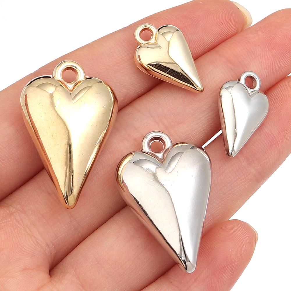 10-20pcs Heart Shape CCB Charms Plastic Charms Pendants For Jewelry Making DIY Handmade Necklace Bracelet Earrings Accessories