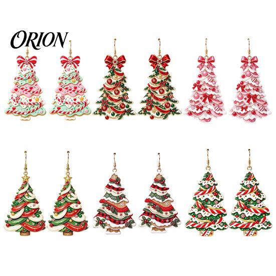 Decorative Holiday Earrings Christmas 2D Acrylic Earrings, Colorful Tree Dangle with Bow Party Jewelry Decor, Lightweight Drop Jewelry, Decorations