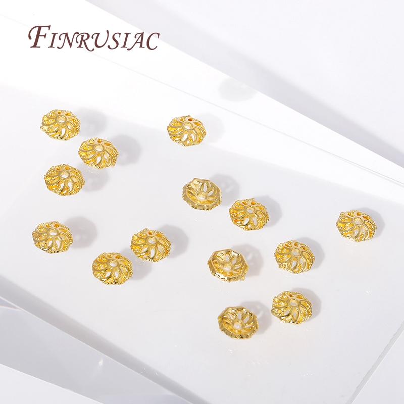 6MM 18K Gold Plated Flower Bead End Caps Brass Round Bead Caps For Beading Jewelry Making DIY Jewelry Accessories