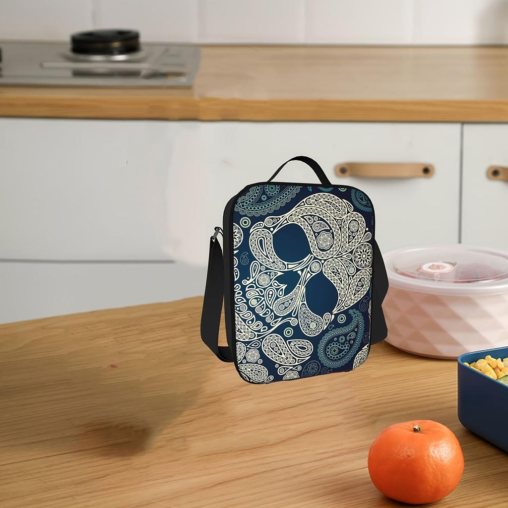 Pattern Insulated Lunch Bag - Portable, Reusable Cooler Tote for Home, Office, Outdoor - Polyester