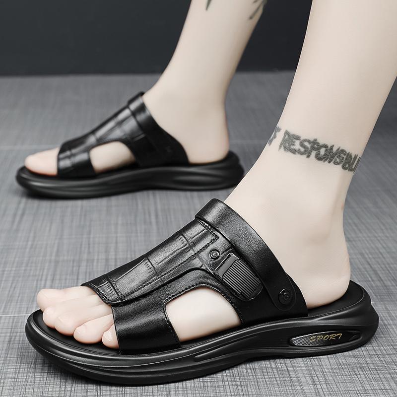 2024 Summer Fashion Men Sandals Man Beach Leather Sandals Luxury Sandals Men Outdoor Beach Casual Shoes Cheap Male Sandals