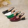 Women's Patent Leather Square Toe Chunky Heel Sandals - Backless, European & American Style, Plus Size 43
