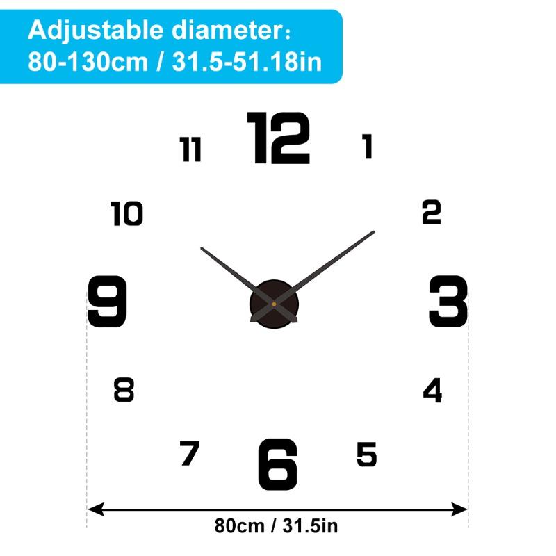 3D DIY Luminous Dial Drill-Free Acrylic Frameless Silent Wall Clock With Number Stickers For Living Room Office Bedroom Modern