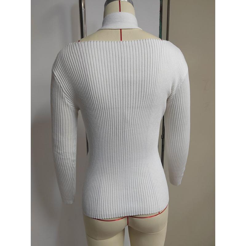 Maglieria Autunnale da Donna Scollo a V Intreccio Incrociato Spacco Maglia Sottile Top Interni
