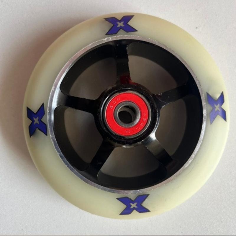 100mm Scooter Wheels Replacement with Bearings Aluminum Wear-Resistant PU Stunt Scooter Parts Kick Scooter Accessories 2pcs/set