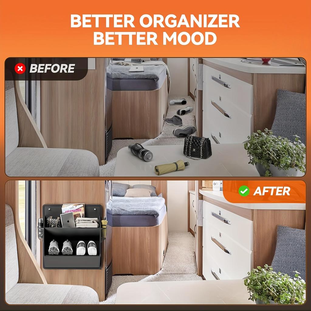 Skládací věšák na boty s lepicími kapsami Šetřící místo Nástěnný organizér pro obytný vůz Skříň Kempingový stojan na boty