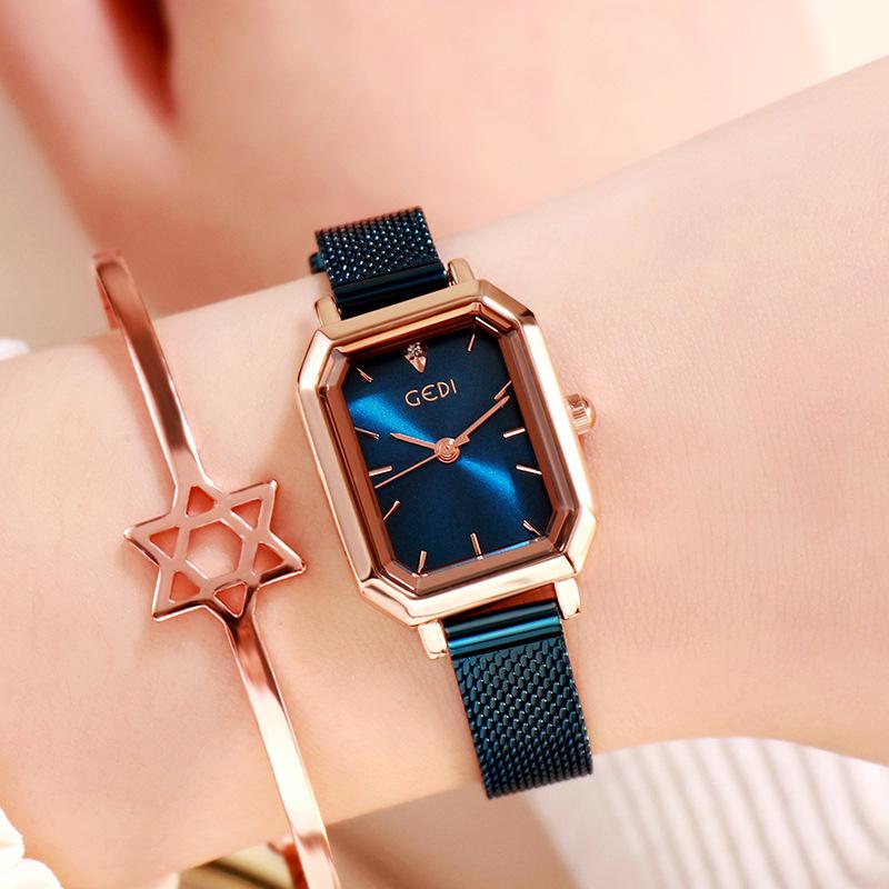 Simple And Versatile Casual Watch Women'S Square Retro Mesh Belt Watch Waterproof Quartz Women'S Watch