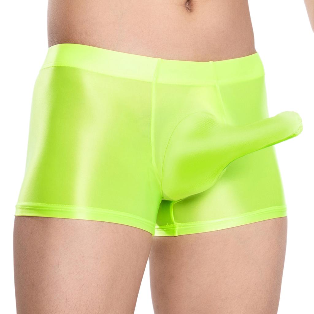 Herren Glänzende Atmungsaktive Unterwäsche Niedrige Leibhöhe Scheide Beutel Elastischer Bund Slips Bade-Schlaf-Shorts