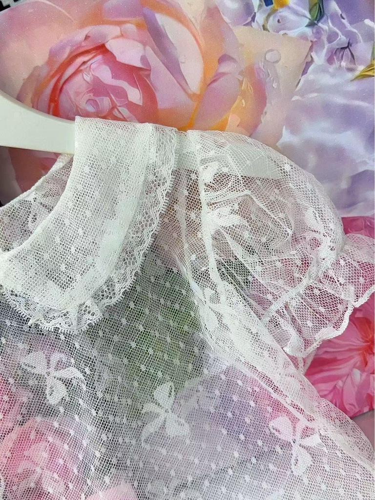Mädchen Spitze Lolita Babydoll Aushöhlen Unterhemd - Neues Superweiches Dünnes Einfarbiges Oberteil