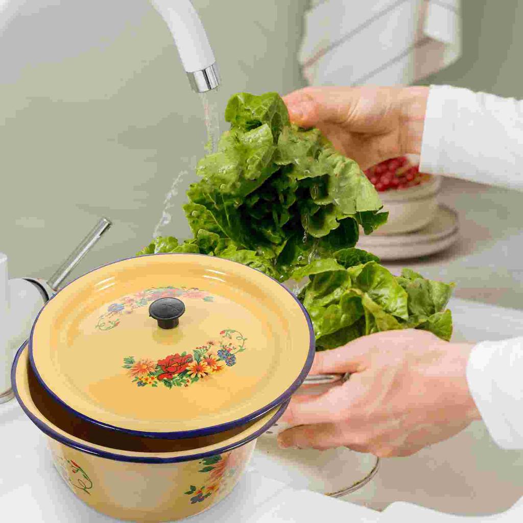 Nádrž na olej Staromódní sádlová mísa Na těstoviny Smalt Velká mísa Kuchyňské smaltované nádobí