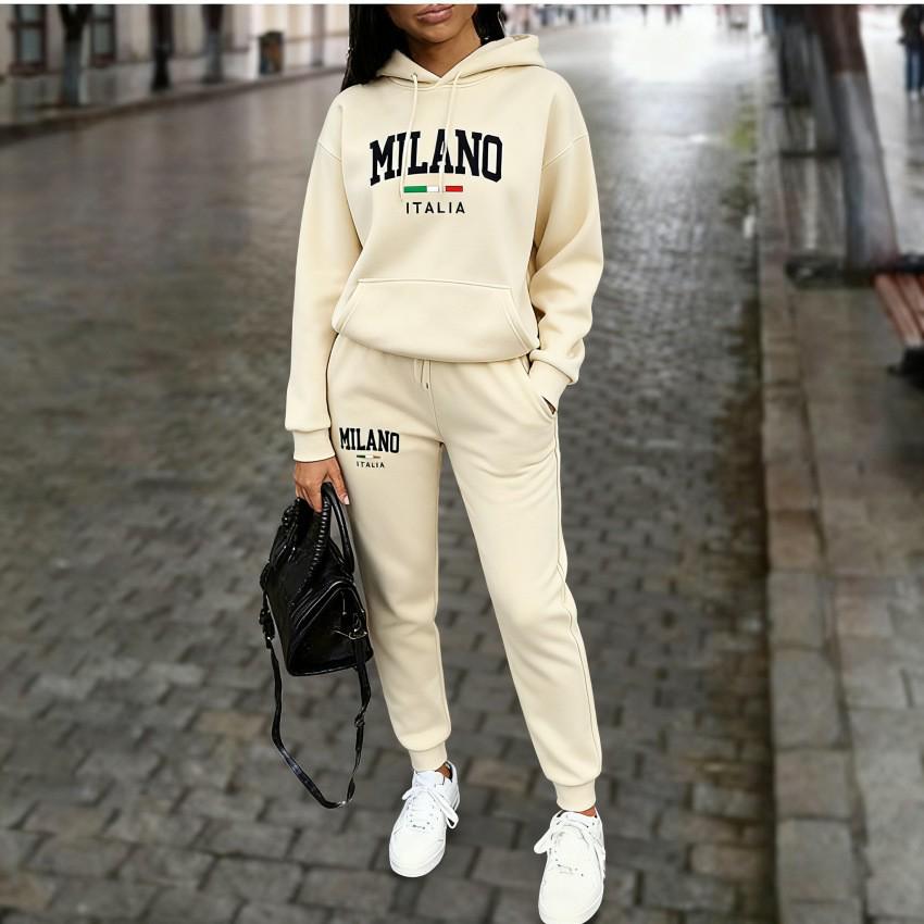 

Cross-Border Autumn/Winter Women s Printed Sweatshirt & Sweatpants Velvet Set: Classic, Trendy, Versatile Two-Piece Medium абрикосовий