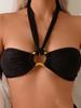 Clearance Special Black Neck Metal Ring Bikini, High Waist Split Two-piece Swimsuit Europe and America