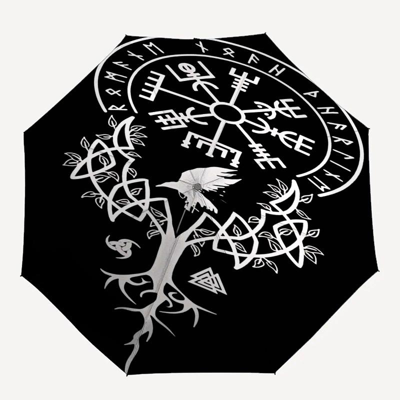 

1pc Valknut RavenOpen/Close Umbrella-Windproof, Compact Travel Umbrella, Sturdy 8-Rib Shaft1079