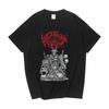 T-shirt a maniche corte in cotone larga, stile rock dark, correlata a band finlandese di death black metal, capra dell'arcata