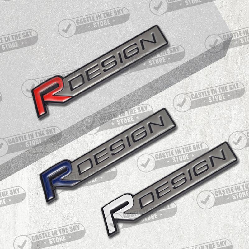 Pegatina de Coche 3D Diseño R Negro Brillante Insignia de Rejilla Frontal de Cabeza Emblema de Calcomanía de Metal Para Volvo V40 V60 V70 XC40 XC60 XC90 S40 S80 D5