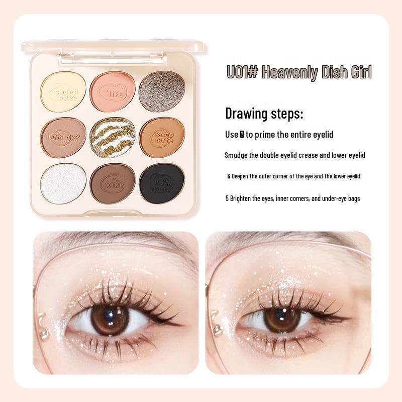 XIXI Graffiti Diary 9-Color Eyeshadow Palette: High Pigment, Matte & Shimmer Shades for Daily Commute, Brightening, and Contouring. No Fallout.