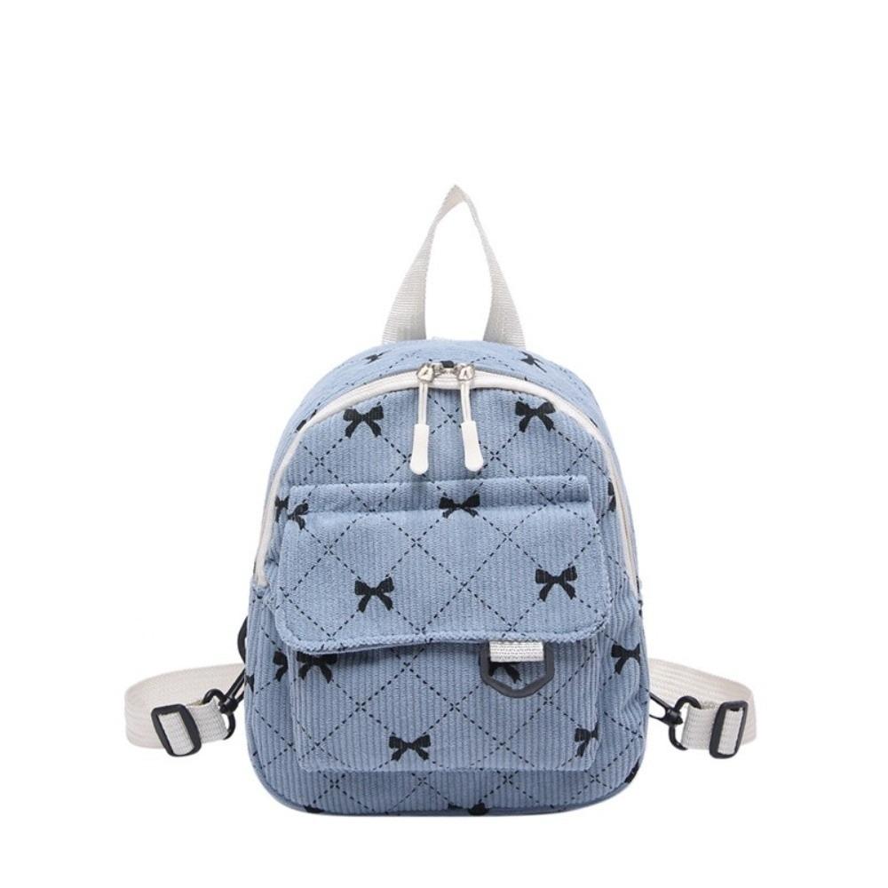 Lightweight Shoulder Bag Corduroy Bow Rucksack Cute Student School Bag Women