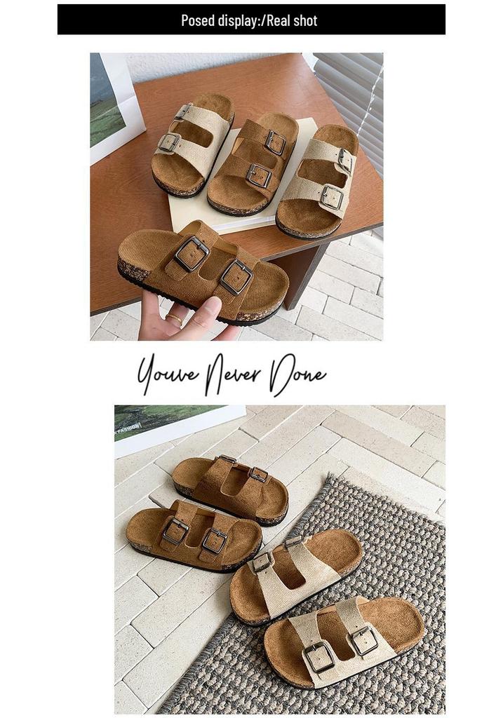 Children's Retro Summer 2026 Double Buckle Thick Sole Outdoor Casual Fashion Slippers