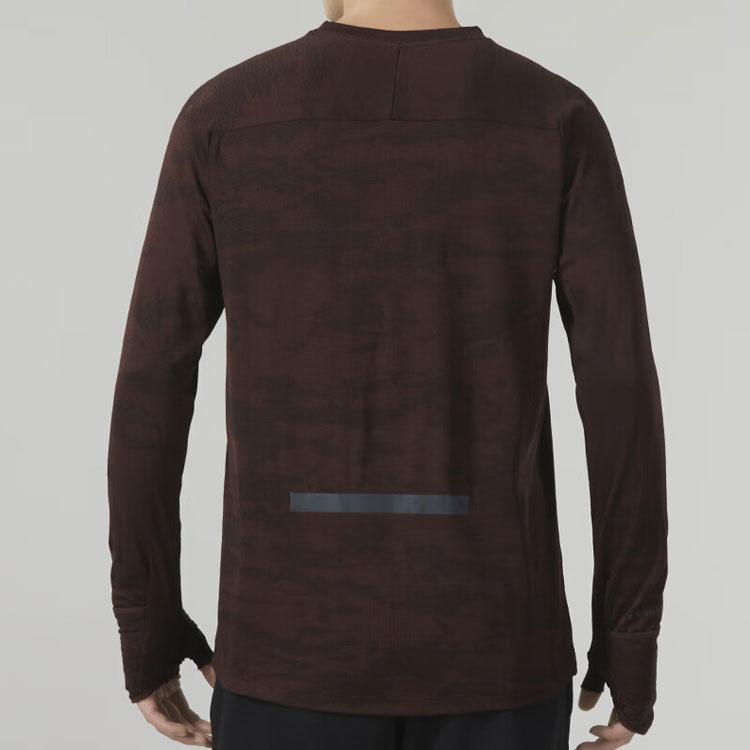Nike Logo Reflective Design Gradient Ribbed Crew Neck Long Sleeve T-Shirt Men Tops Dark-Brown FB8539-227