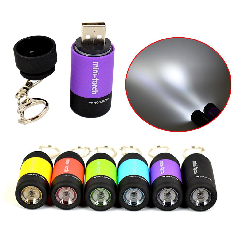 100% Brand New And High Quality 0.5W Mini USB Rechargeable LED Torch Lamp Flashlight Keychain Keyring Waterproof Mini Torch