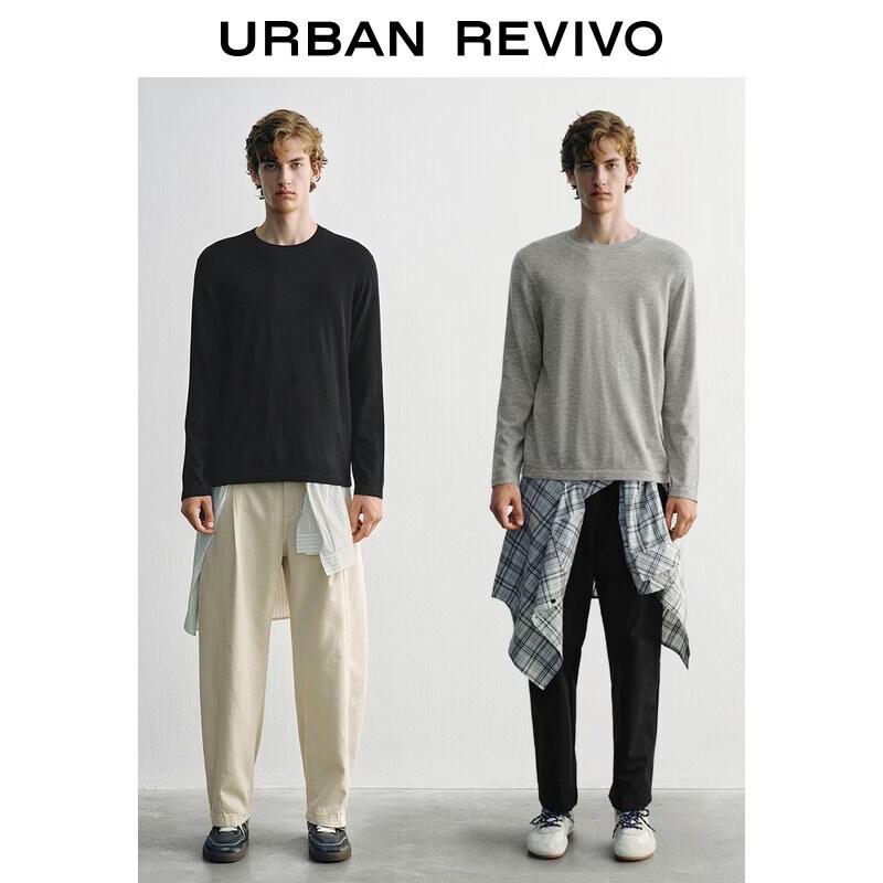 UR 2026 Men's Autumn Casual Textured Crew Neck Knit Sweater