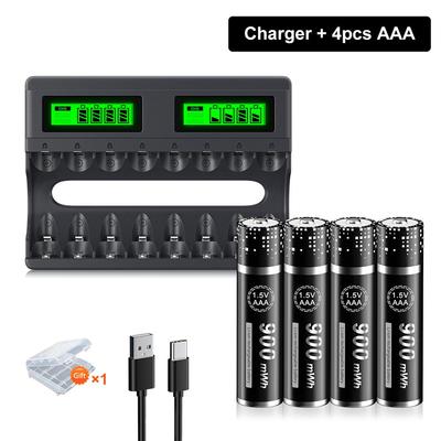 1.5V AAA Rechargeable Battery1.5V AAA Lithium Ion Battery Replacement AAA Cell Batteries For Clock Remotes+1.5V AAA AA Battery Charger