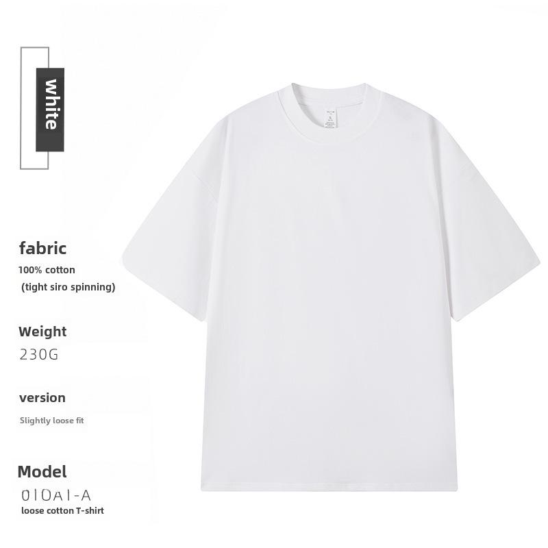 230g Combed Cotton Drop Shoulder Loose Fit Cultural T-Shirt with Embroidered Round Neck and Custom Printed Logo