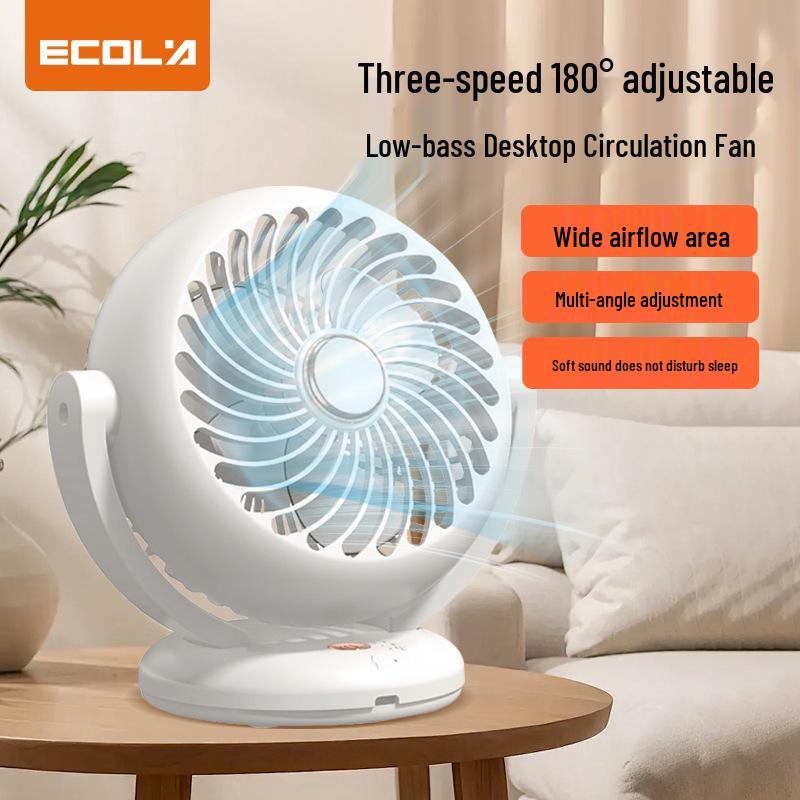 ECOLA FN2 Three-Speed 180° Adjustable USB Desktop Fan - White
