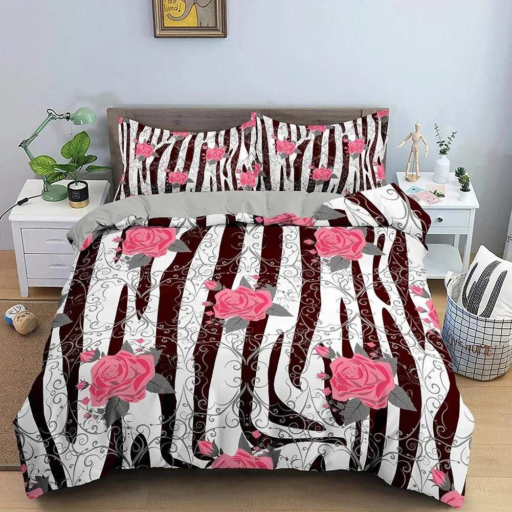 Top Stripe Geometric Bedding Set Breathable Duvet Cover With Pillowcase Adults Queen King Size Quilt Cover Home Textiles