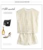 2026 Summer Petite Luxury Women's Suit: Hollow Out Top & Shorts Set – Slimming, Chic, and Trendy